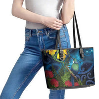 Tui Bird New Zealand Starry Sky Leather Tote Bag Maori Koru LT7 - Polynesian Pride
