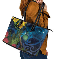 Tui Bird New Zealand Starry Sky Leather Tote Bag Maori Koru LT7 - Polynesian Pride