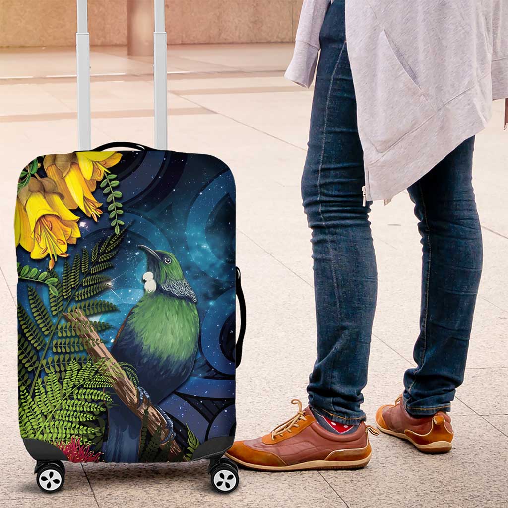 Tui Bird New Zealand Starry Sky Luggage Cover Maori Koru LT7 Galaxy - Polynesian Pride
