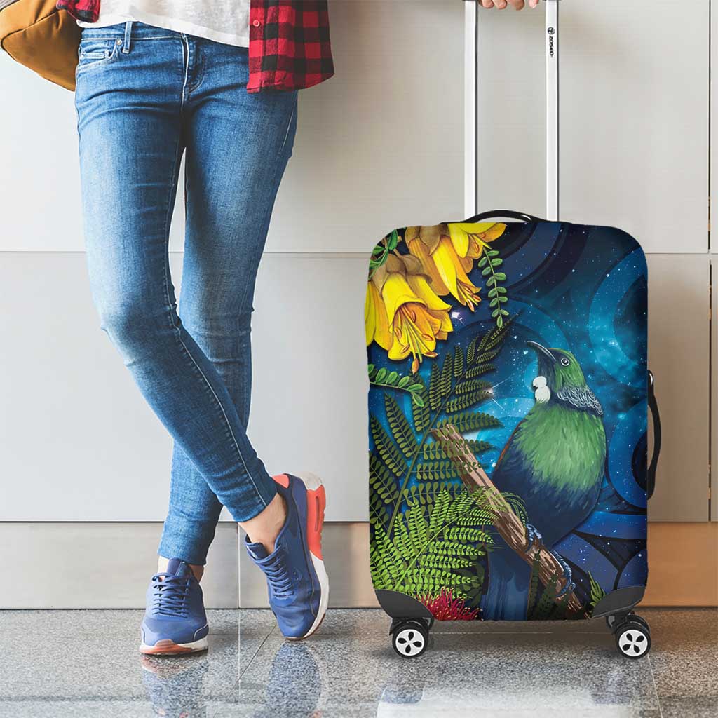 Tui Bird New Zealand Starry Sky Luggage Cover Maori Koru LT7 - Polynesian Pride