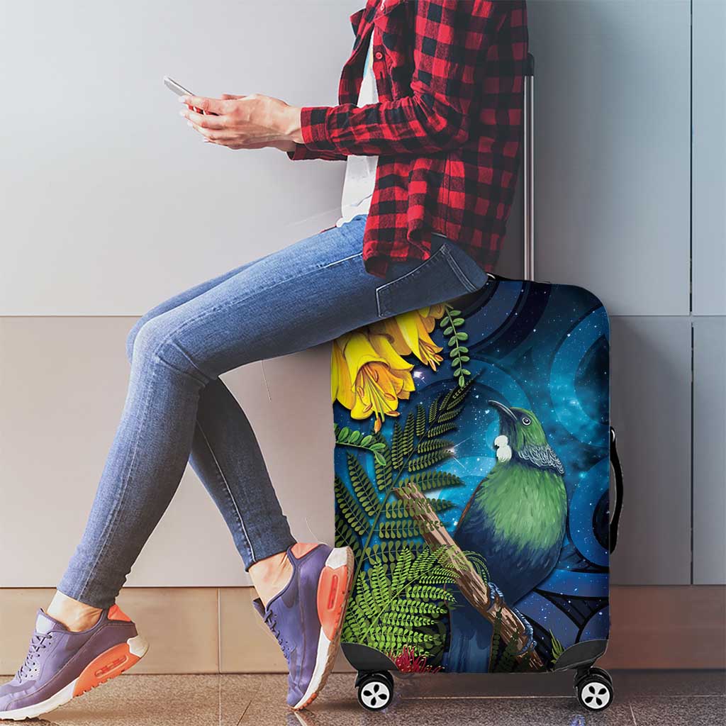 Tui Bird New Zealand Starry Sky Luggage Cover Maori Koru LT7 - Polynesian Pride