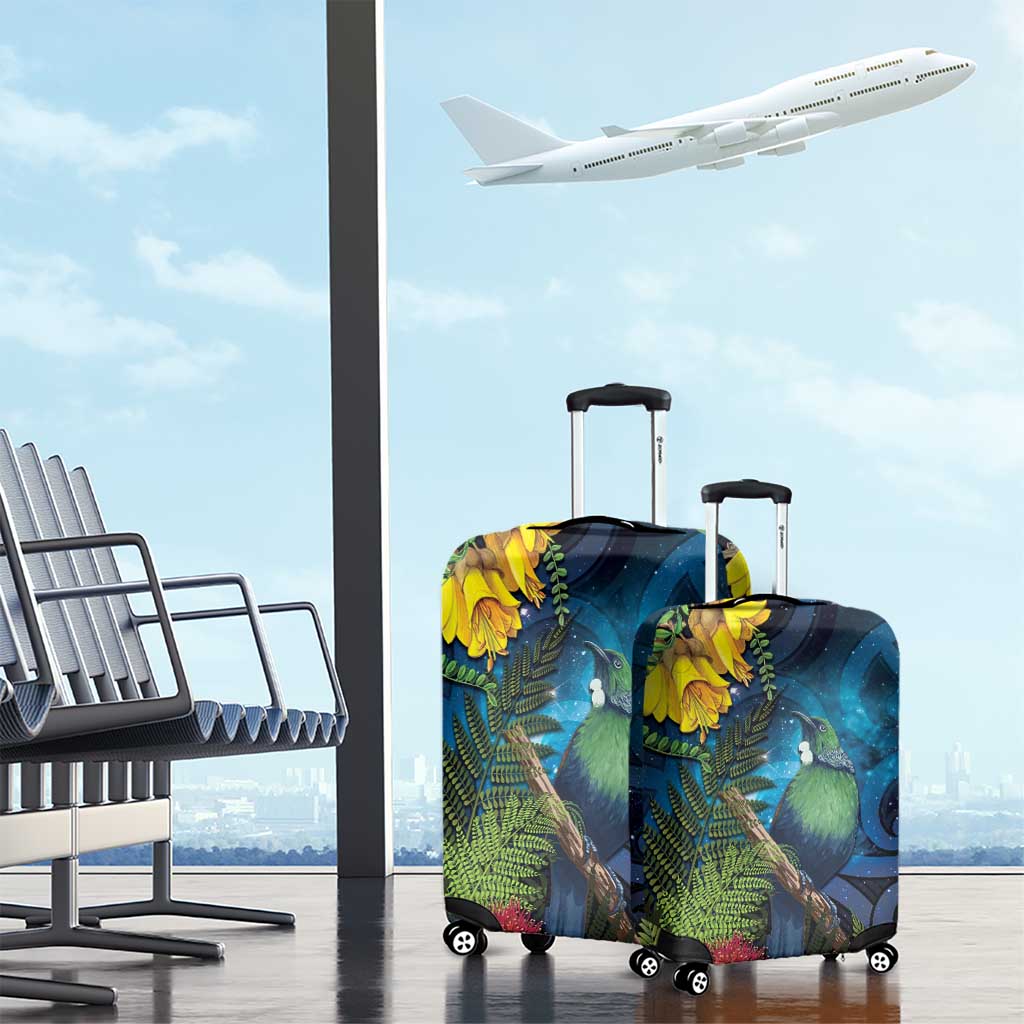 Tui Bird New Zealand Starry Sky Luggage Cover Maori Koru LT7 - Polynesian Pride