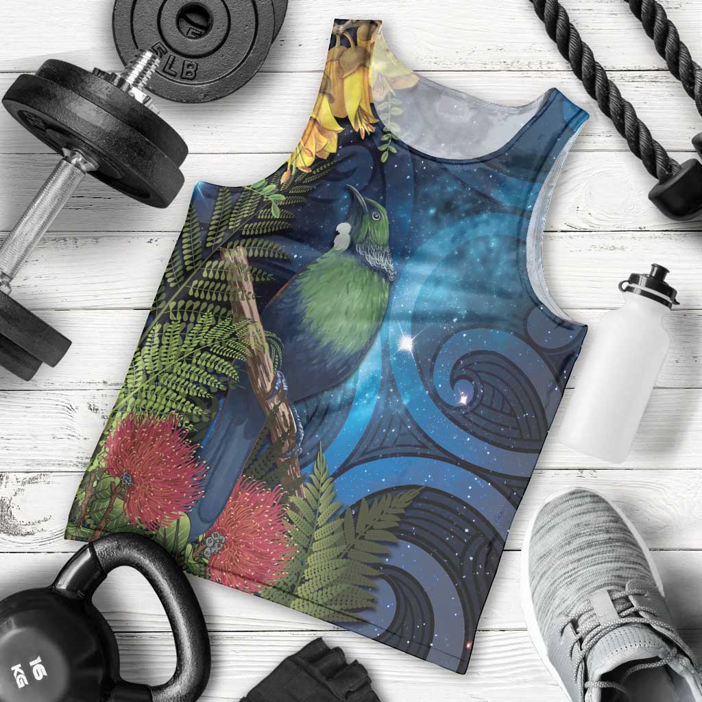 Tui Bird New Zealand Starry Sky Men Tank Top Maori Koru LT7 - Polynesian Pride