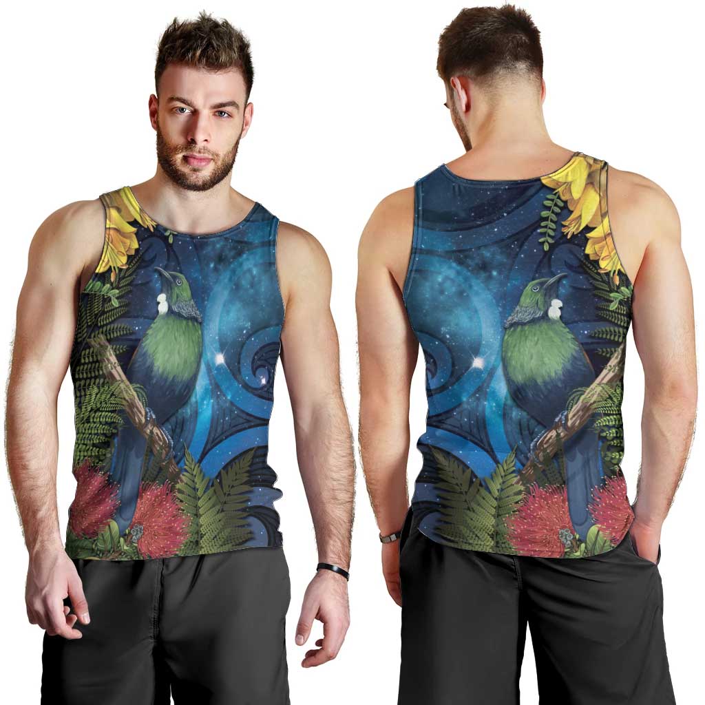 Tui Bird New Zealand Starry Sky Men Tank Top Maori Koru LT7 - Polynesian Pride