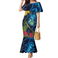 Tui Bird New Zealand Starry Sky Mermaid Dress Maori Koru LT7 Women Galaxy - Polynesian Pride
