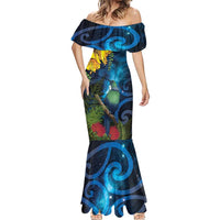 Tui Bird New Zealand Starry Sky Mermaid Dress Maori Koru LT7 - Polynesian Pride