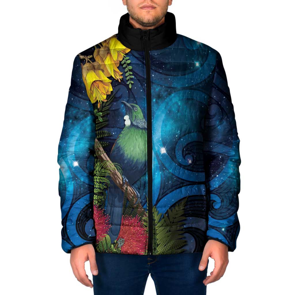 Tui Bird New Zealand Starry Sky Padded Jacket Maori Koru LT7 Men Galaxy - Polynesian Pride