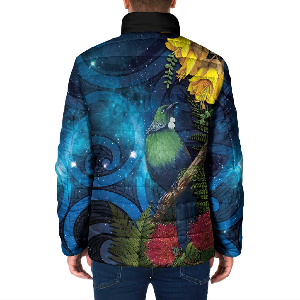 Tui Bird New Zealand Starry Sky Padded Jacket Maori Koru LT7 - Polynesian Pride