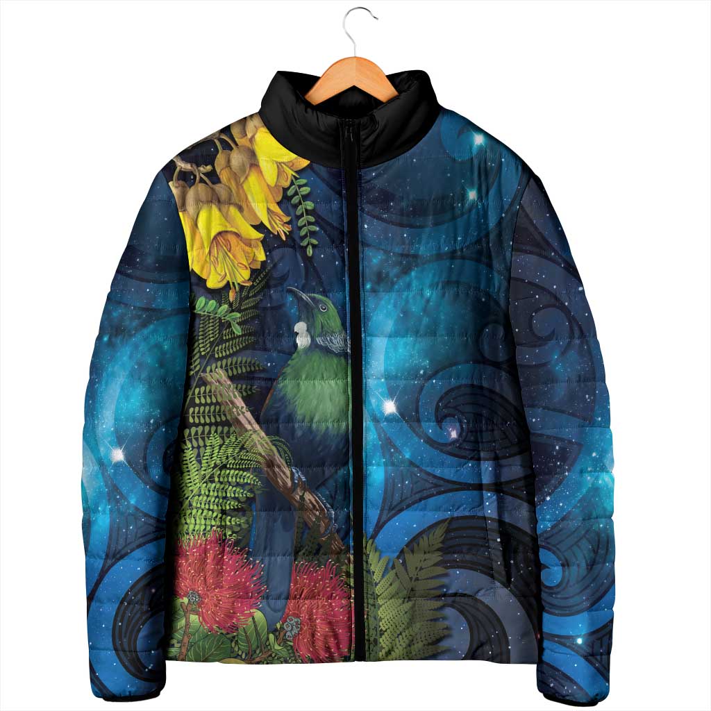 Tui Bird New Zealand Starry Sky Padded Jacket Maori Koru LT7 - Polynesian Pride