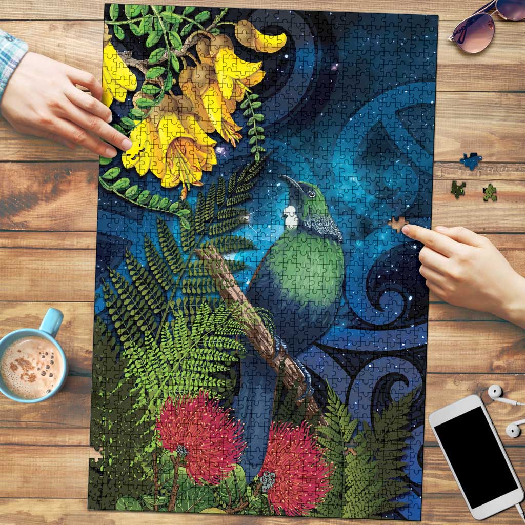 Tui Bird New Zealand Starry Sky Puzzle Maori Koru LT7 Galaxy - Polynesian Pride
