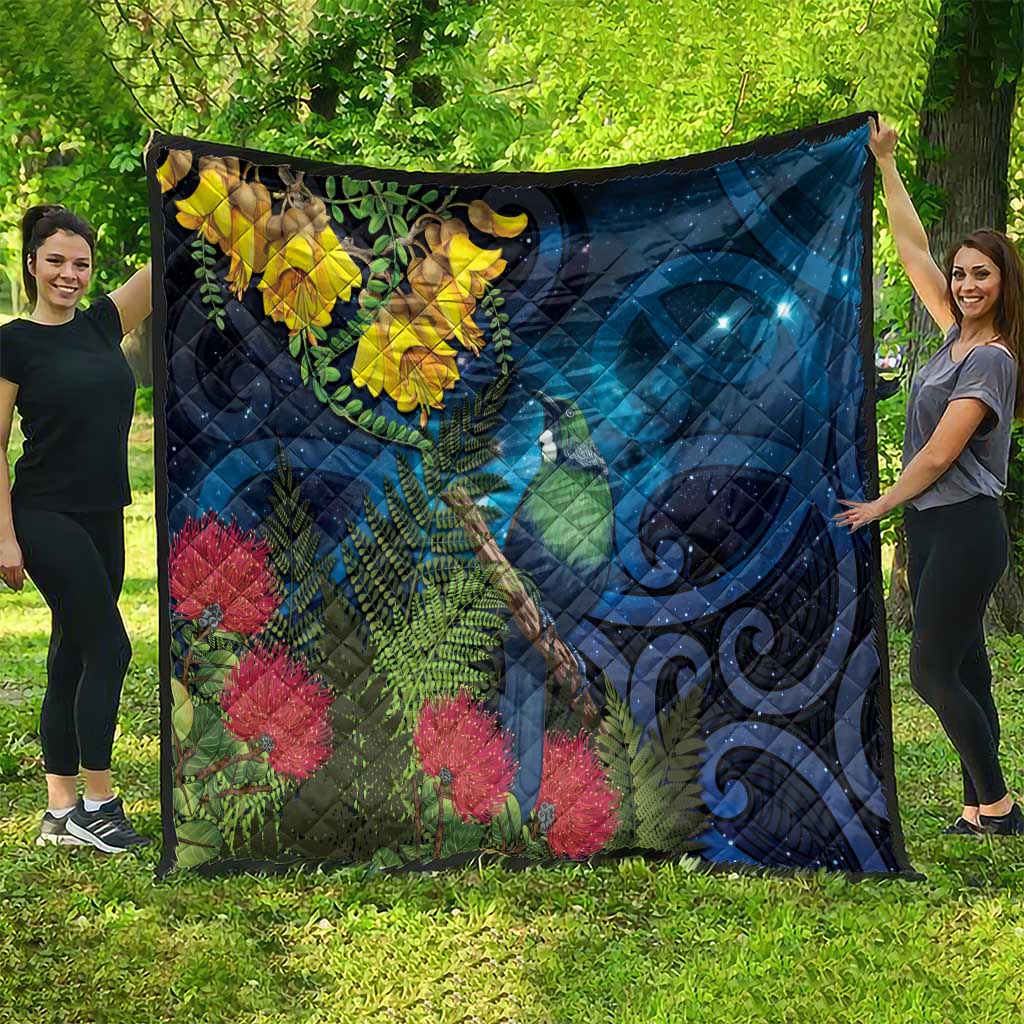 Tui Bird New Zealand Starry Sky Quilt Maori Koru LT7 - Polynesian Pride