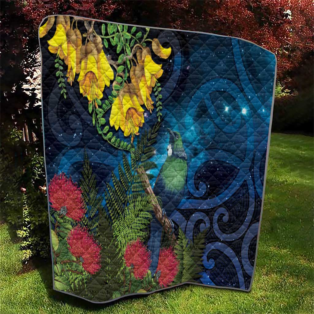 Tui Bird New Zealand Starry Sky Quilt Maori Koru LT7 - Polynesian Pride