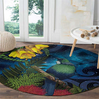 Tui Bird New Zealand Starry Sky Round Carpet Maori Koru LT7 - Polynesian Pride