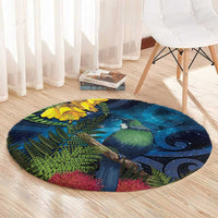Tui Bird New Zealand Starry Sky Round Carpet Maori Koru LT7 - Polynesian Pride