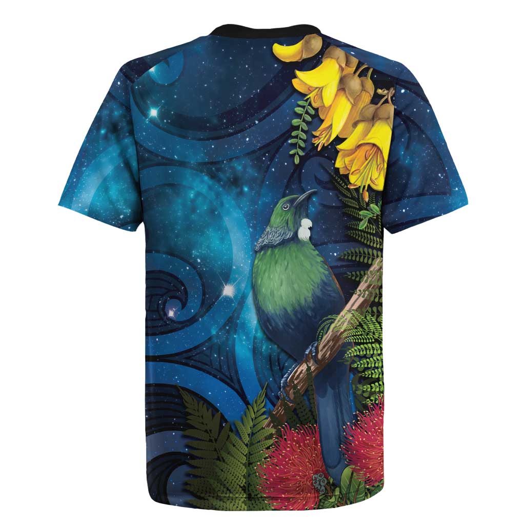 Tui Bird New Zealand Starry Sky Rugby Jersey Maori Koru LT7 - Polynesian Pride