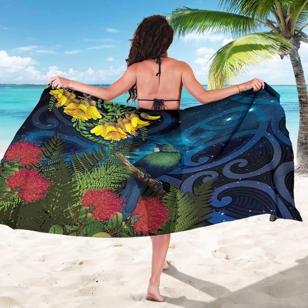 Tui Bird New Zealand Starry Sky Sarong Maori Koru LT7 - Polynesian Pride