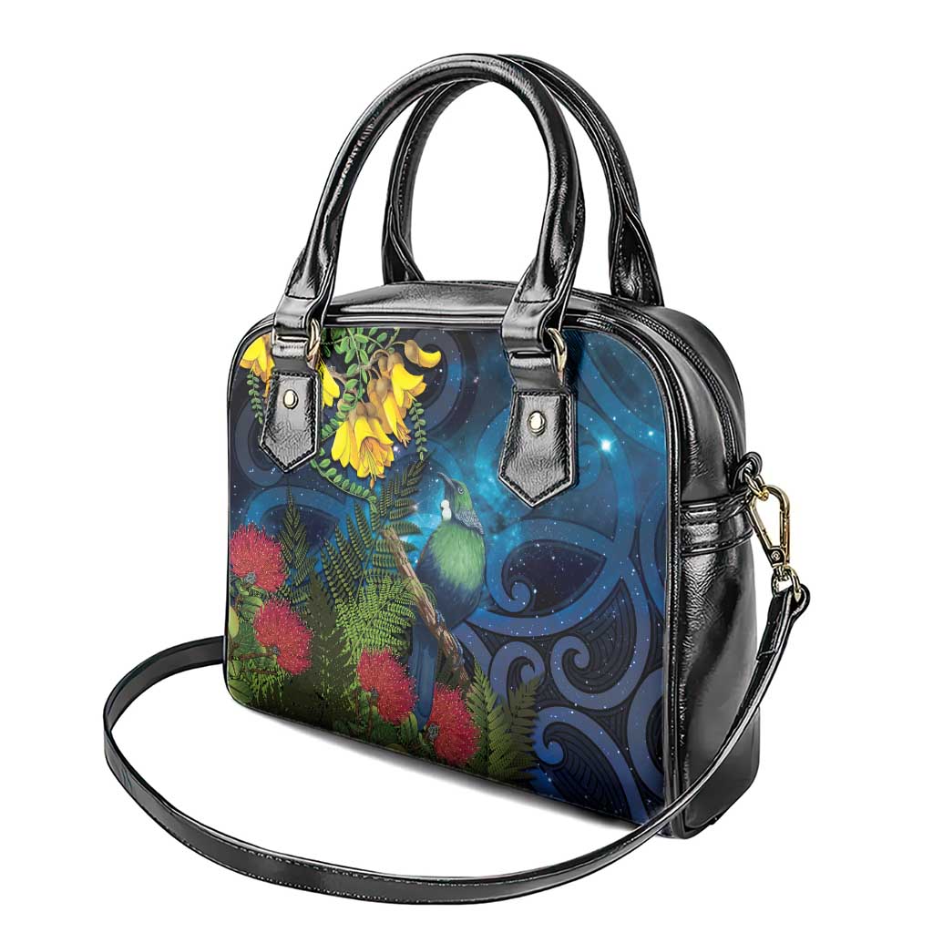 Tui Bird New Zealand Starry Sky Shoulder Handbag Maori Koru LT7 - Polynesian Pride