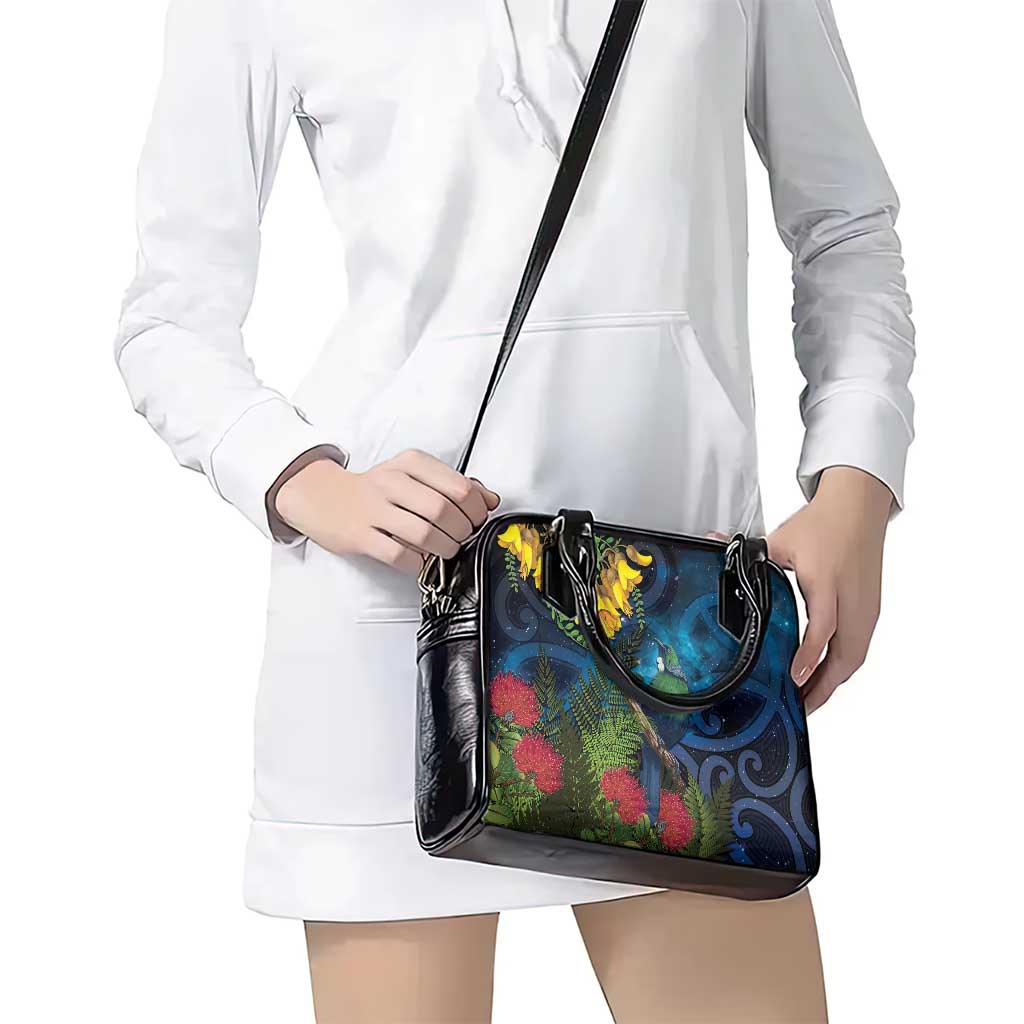 Tui Bird New Zealand Starry Sky Shoulder Handbag Maori Koru LT7 - Polynesian Pride