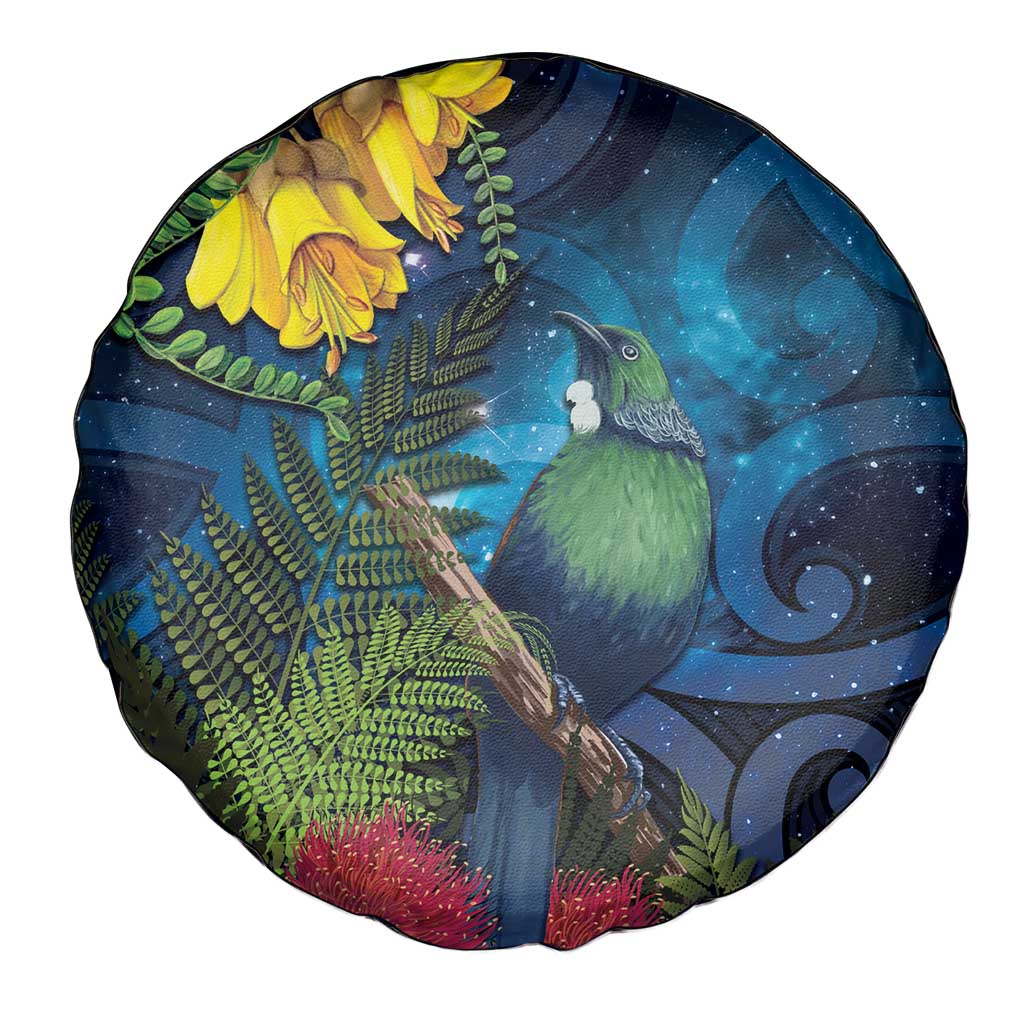 Tui Bird New Zealand Starry Sky Spare Tire Cover Maori Koru LT7 - Polynesian Pride