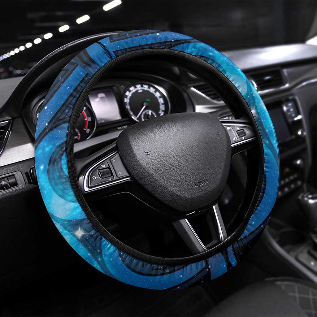 Tui Bird New Zealand Starry Sky Steering Wheel Cover Maori Koru LT7 Universal Fit Galaxy - Polynesian Pride