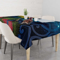 Tui Bird New Zealand Starry Sky Tablecloth Maori Koru
