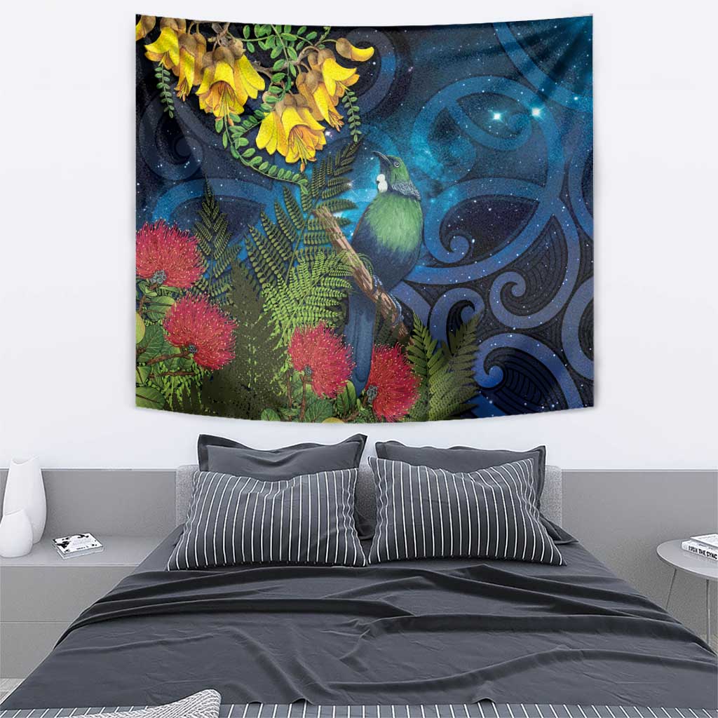 Tui Bird New Zealand Starry Sky Tapestry Maori Koru LT7 - Polynesian Pride