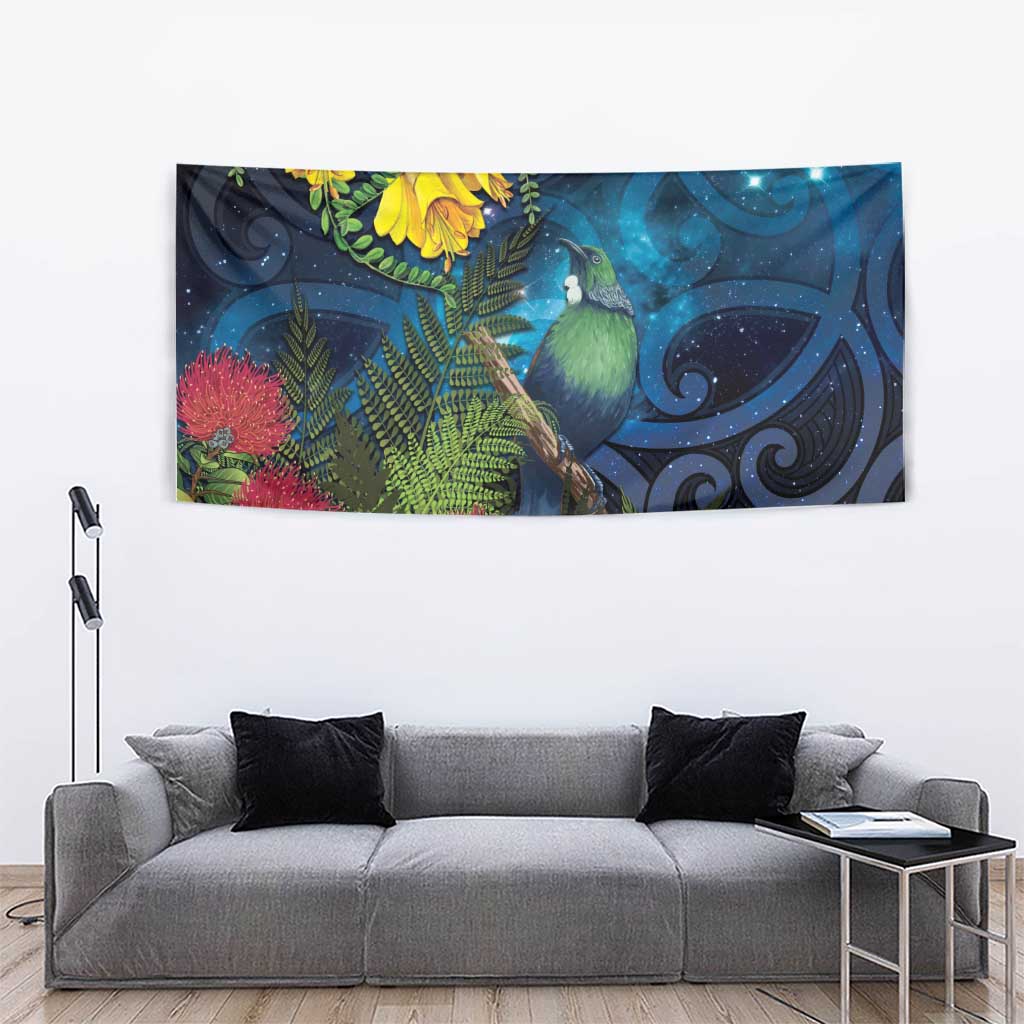 Tui Bird New Zealand Starry Sky Tapestry Maori Koru LT7 - Polynesian Pride