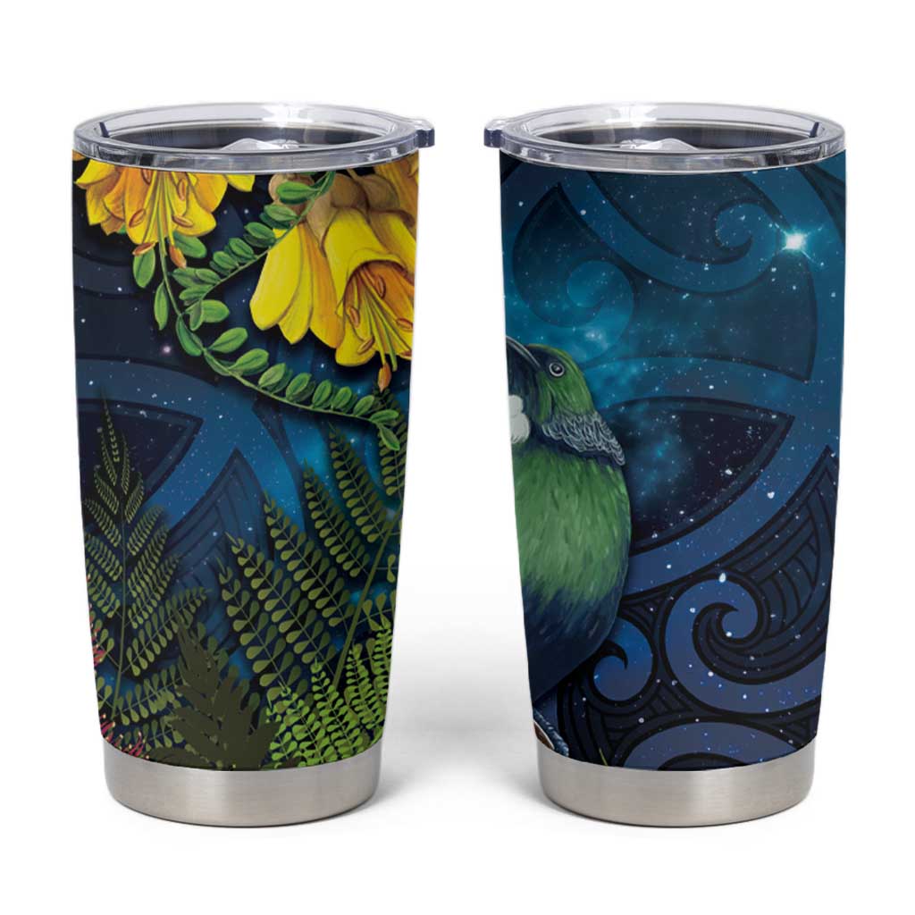 Tui Bird New Zealand Starry Sky Tumbler Cup Maori Koru LT7 Galaxy - Polynesian Pride
