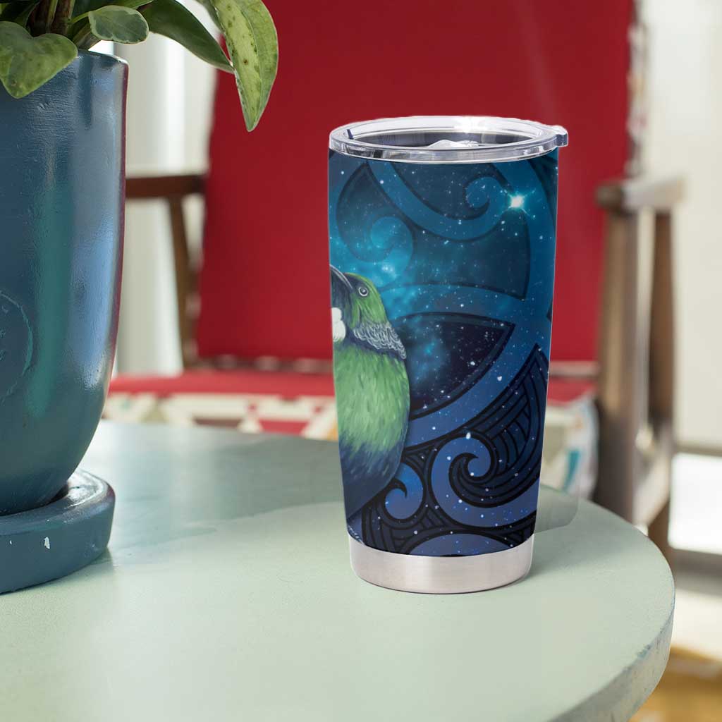 Tui Bird New Zealand Starry Sky Tumbler Cup Maori Koru LT7 - Polynesian Pride