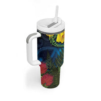 Tui Bird New Zealand Starry Sky Tumbler With Handle Maori Koru LT7 - Polynesian Pride