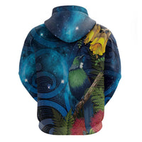 Tui Bird New Zealand Starry Sky Zip Hoodie Maori Koru LT7 - Polynesian Pride