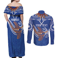 Yokwe Marshall Islands Personalized Couples Matching Off Shoulder Maxi Dress and Long Sleeve Button Shirt Jemenei Day - Seashell Necklace