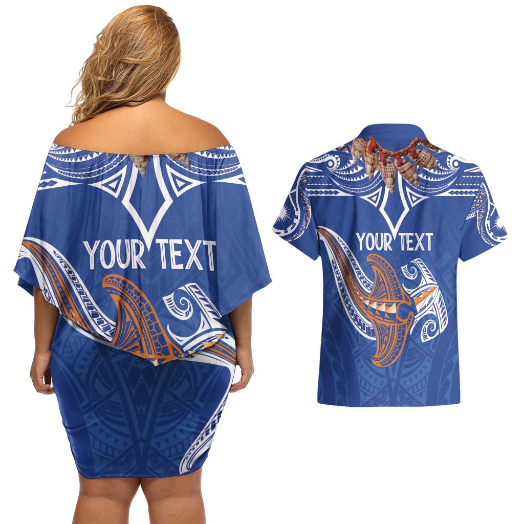 Yokwe Marshall Islands Personalized Couples Matching Off Shoulder Short Dress and Hawaiian Shirt Jemenei Day - Seashell Necklace