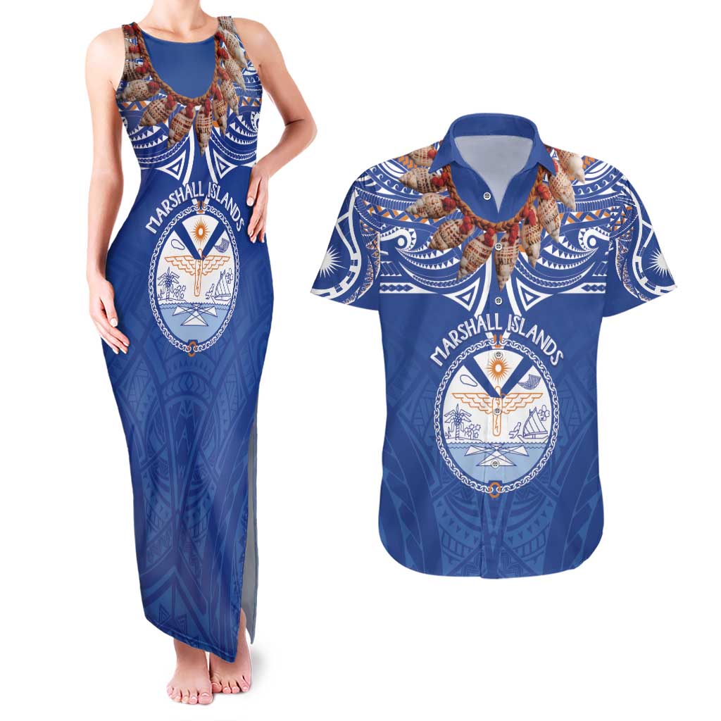 Yokwe Marshall Islands Personalized Couples Matching Tank Maxi Dress and Hawaiian Shirt Jemenei Day - Seashell Necklace
