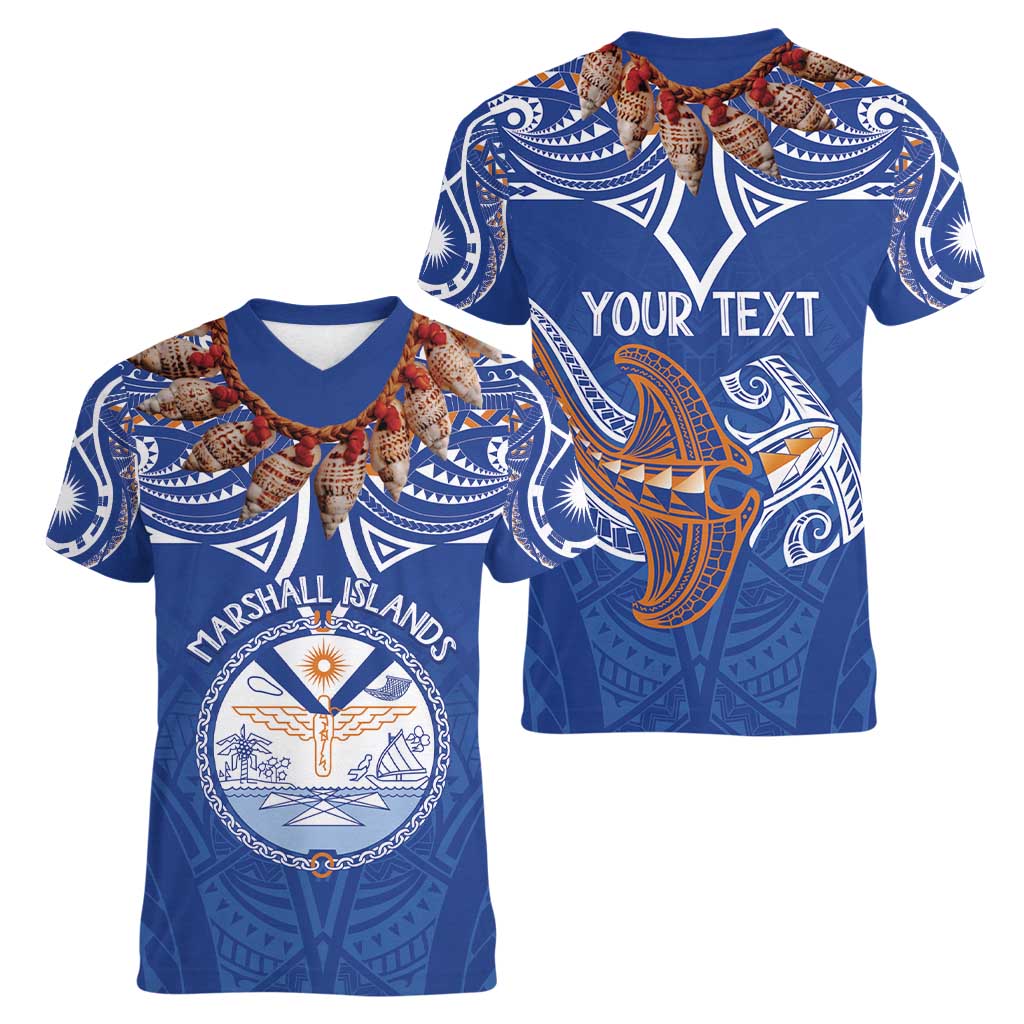 Yokwe Marshall Islands Personalized Women V-Neck T-Shirt Jemenei Day - Seashell Necklace