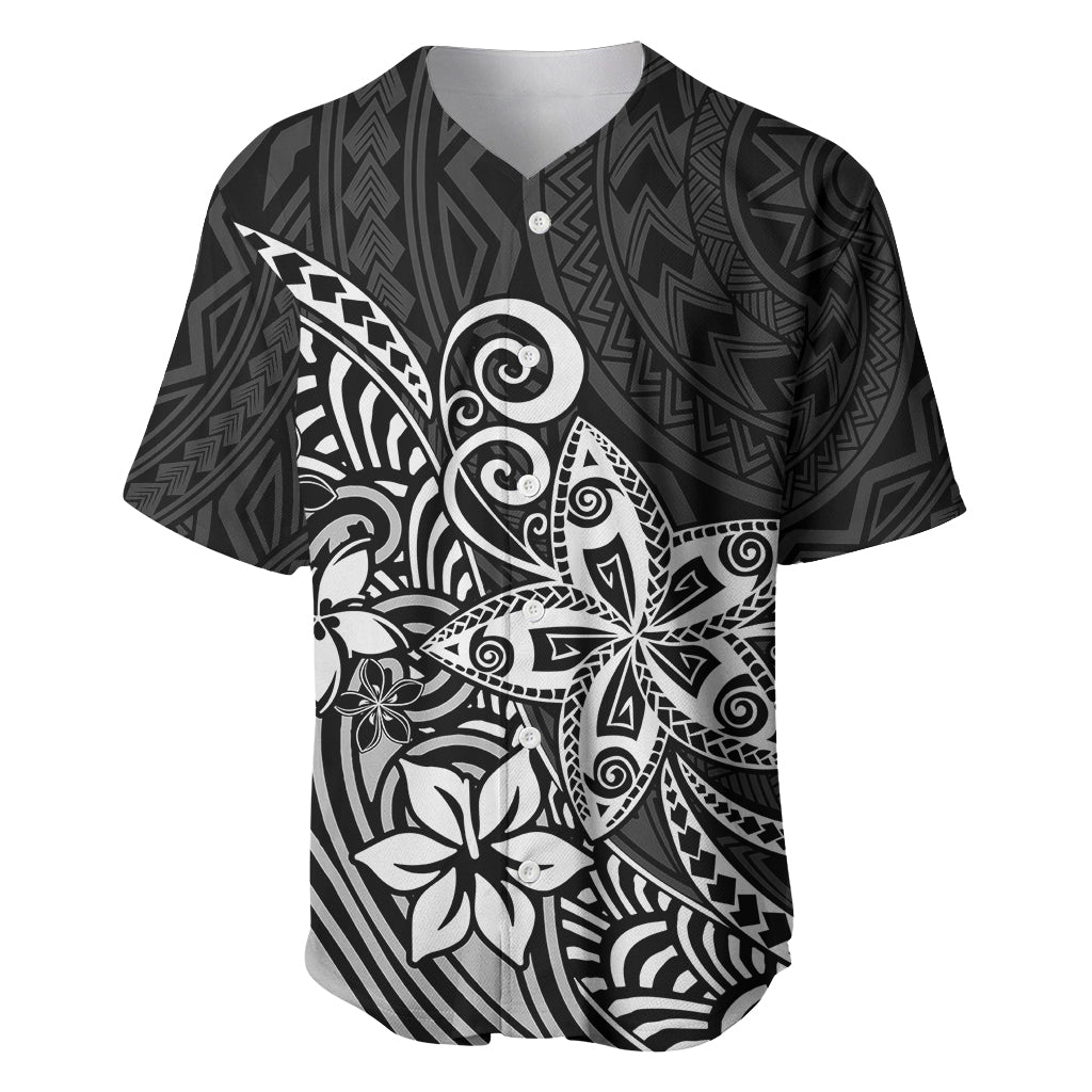 Polynesia Baseball Jersey Plumeria Black Curves LT7 Black - Polynesian Pride