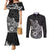 Polynesia Couples Matching Mermaid Dress and Long Sleeve Button Shirts Plumeria Black Curves LT7 Black - Polynesian Pride