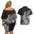 Polynesia Couples Matching Off Shoulder Short Dress and Hawaiian Shirt Plumeria Black Curves LT7 - Polynesian Pride