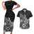 Polynesia Couples Matching Short Sleeve Bodycon Dress and Hawaiian Shirt Plumeria Black Curves LT7 Black - Polynesian Pride