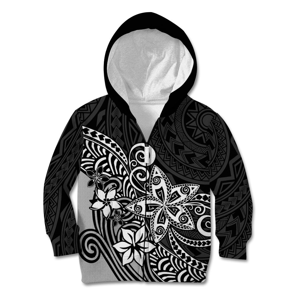 Polynesia Kid Hoodie Plumeria Black Curves LT7 Zip Hoodie Black - Polynesian Pride