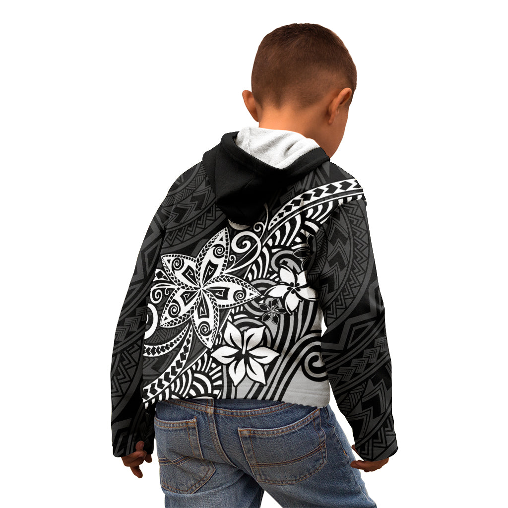 Polynesia Kid Hoodie Plumeria Black Curves LT7 - Polynesian Pride