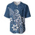 Polynesia Baseball Jersey Plumeria Blue Curves LT7 Blue - Polynesian Pride