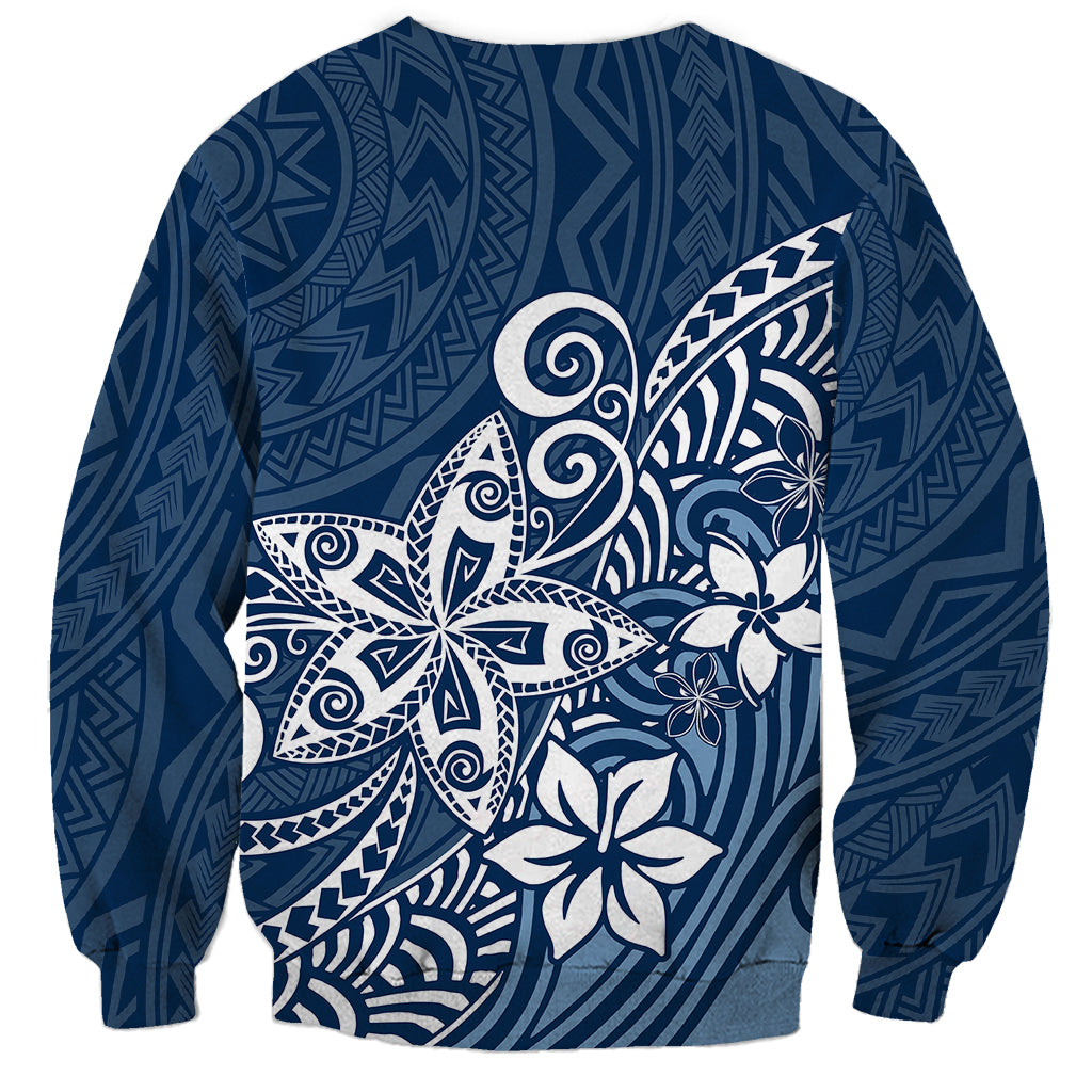 Polynesia Sweatshirt Plumeria Blue Curves LT7 - Polynesian Pride