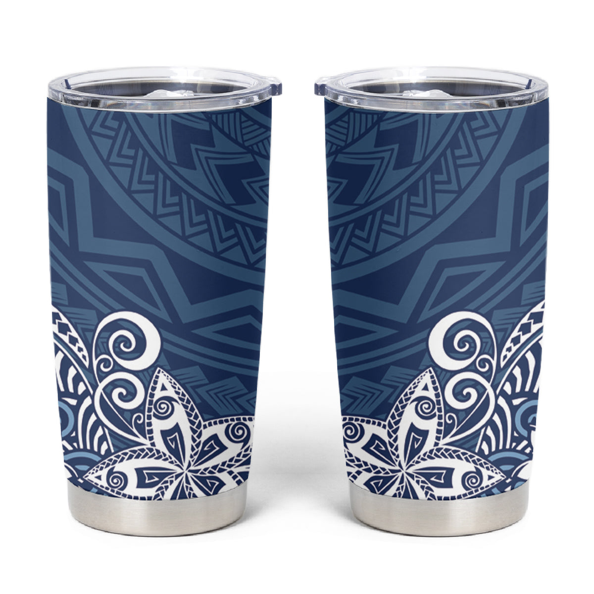 Hawaii Tumbler Cup Plumeria Navy Curves