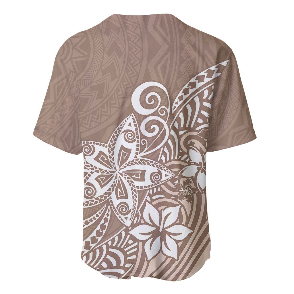 Polynesia Baseball Jersey Plumeria Beige Curves LT7 - Polynesian Pride