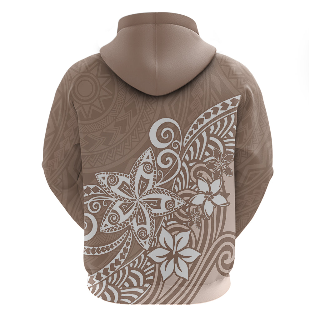 Polynesia Hoodie Plumeria Beige Curves LT7 - Polynesian Pride