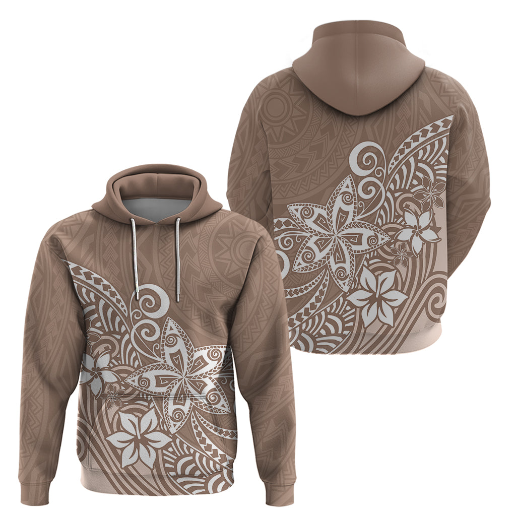 Polynesia Hoodie Plumeria Beige Curves LT7 - Polynesian Pride