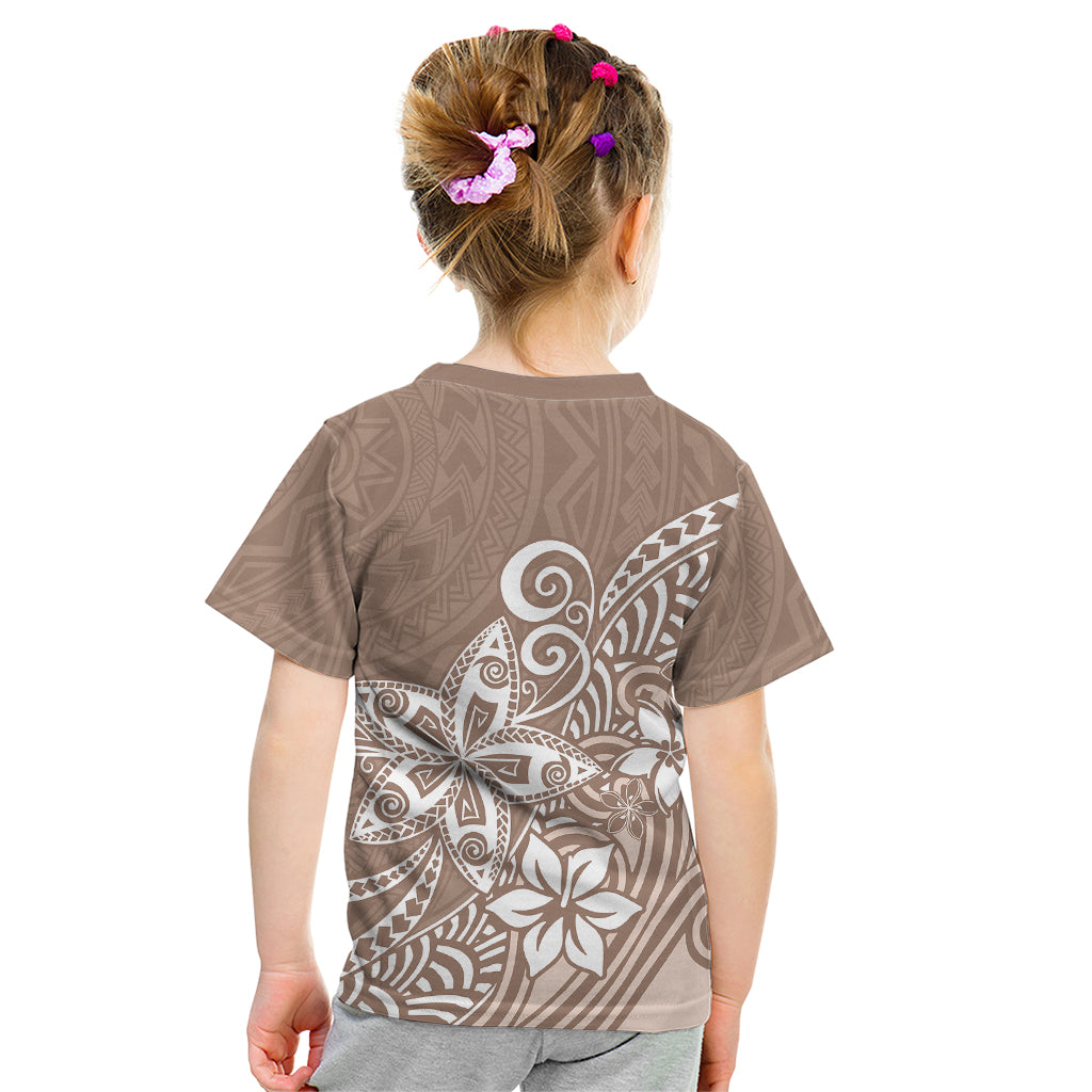 Polynesia Kid T Shirt Plumeria Beige Curves LT7 - Polynesian Pride