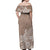 Polynesia Off Shoulder Maxi Dress Plumeria Beige Curves LT7 - Polynesian Pride