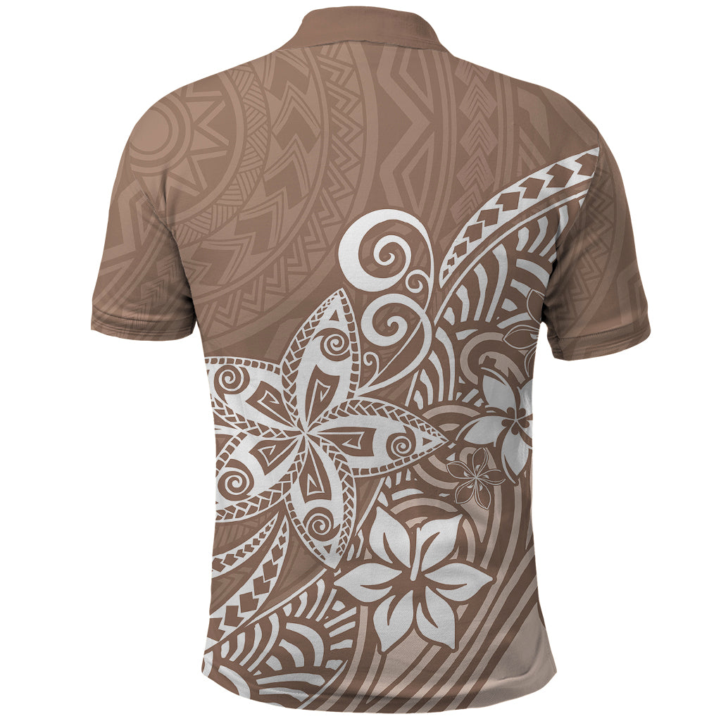 Polynesia Polo Shirt Plumeria Beige Curves LT7 - Polynesian Pride
